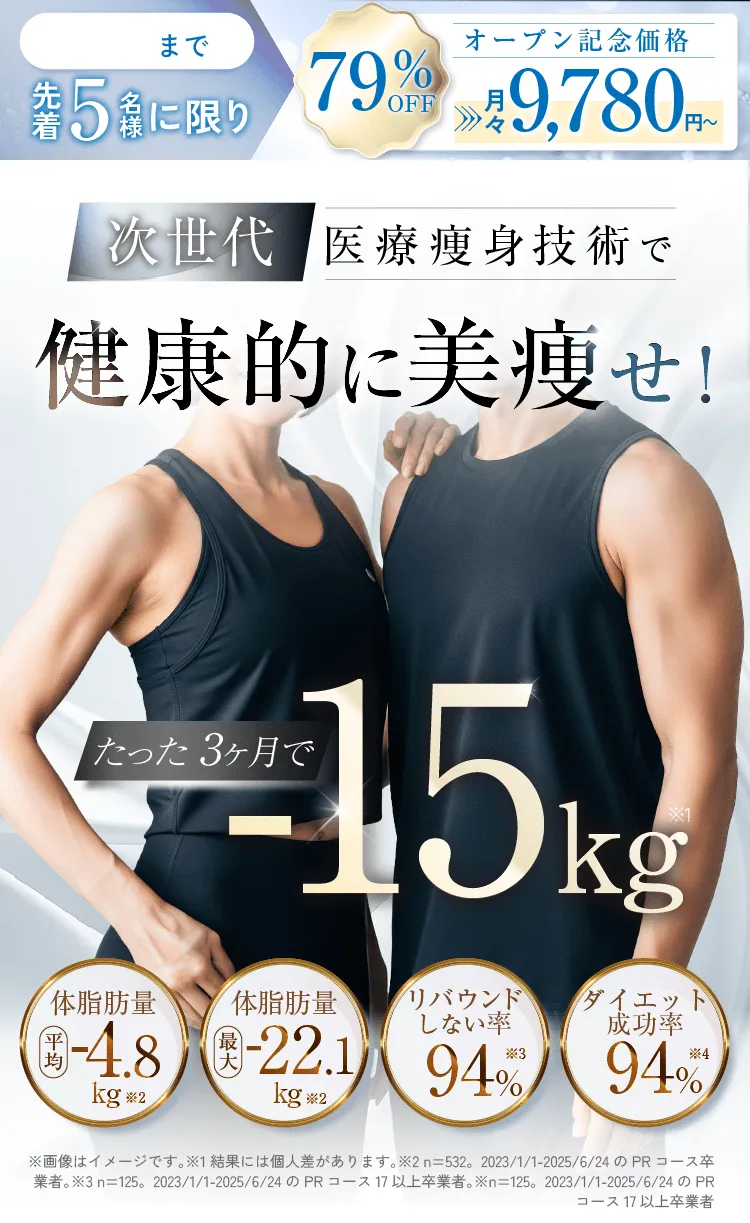 次世代医療痩身技術で3ヶ月-15kg