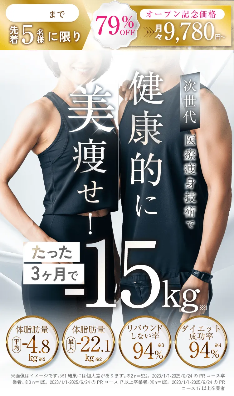 次世代医療痩身技術で3ヶ月-15kg