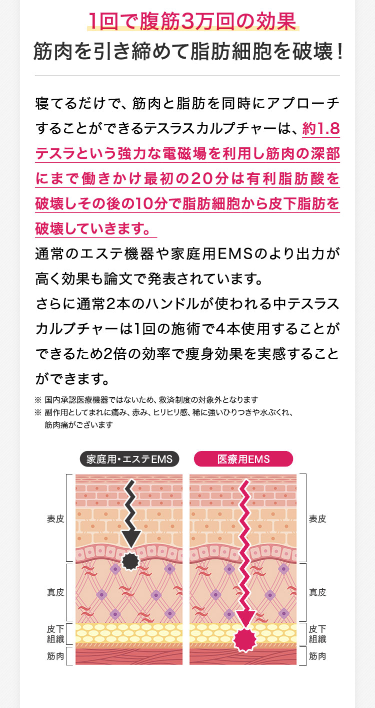 1回で腹筋3万回の効果／筋肉を引き締めて脂肪細胞を破壊