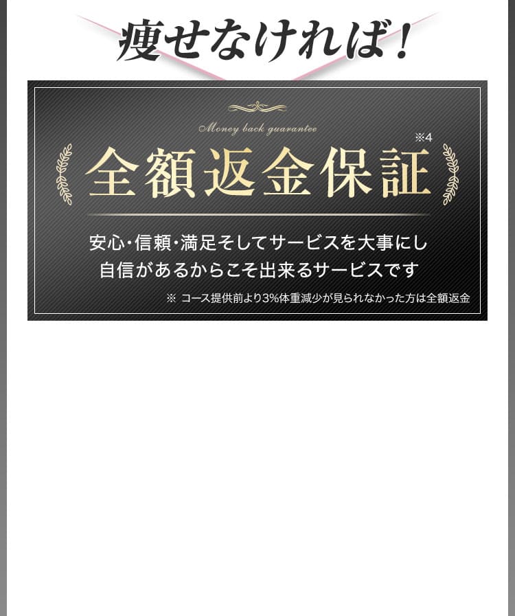 全額返金保証/安心・信頼・満足そしてサービスを大事にし自信があるからこそ出来るサービスです