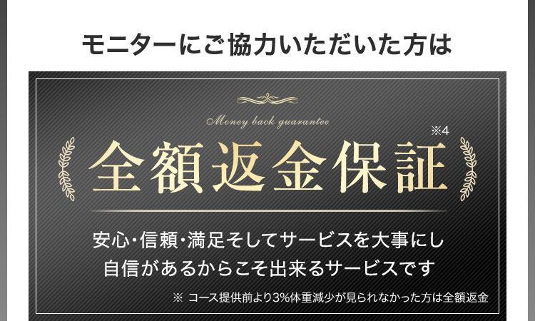 全額返金保証/安心・信頼・満足そしてサービスを大事にし自信があるからこそ出来るサービスです