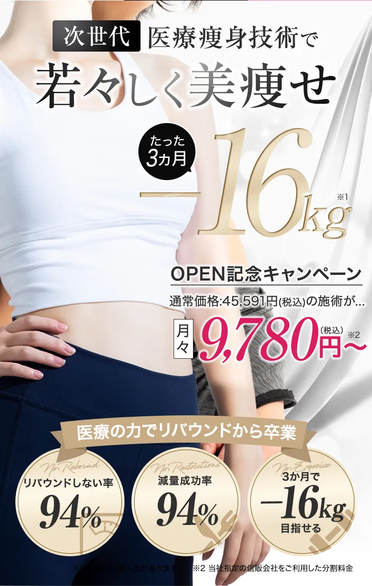次世代医療痩身技術で3ヶ月-15kg