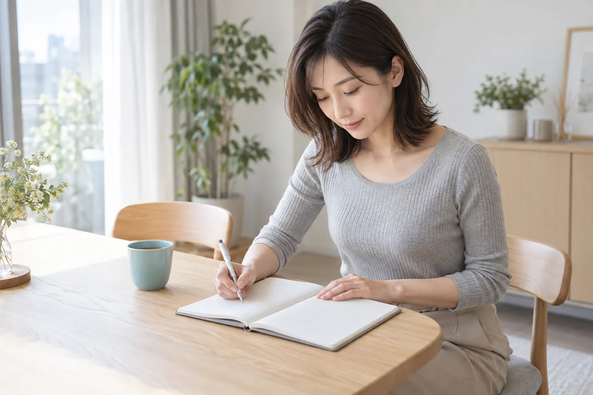スケジュールを確認しながら運動時間を決める女性