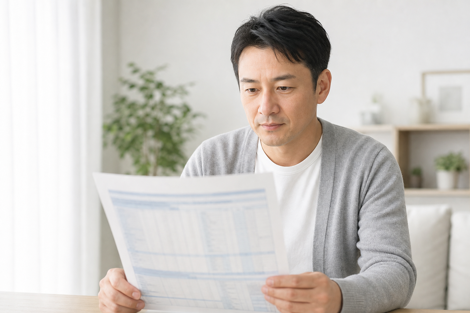 健康診断の結果をチェックする男性のイメージ