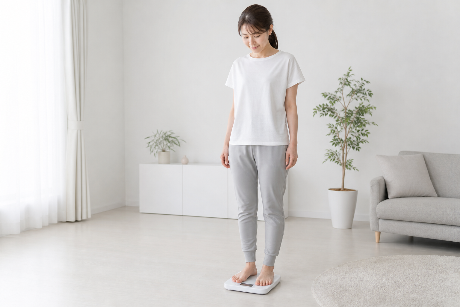 体組成計で体脂肪率を測定するイメージ