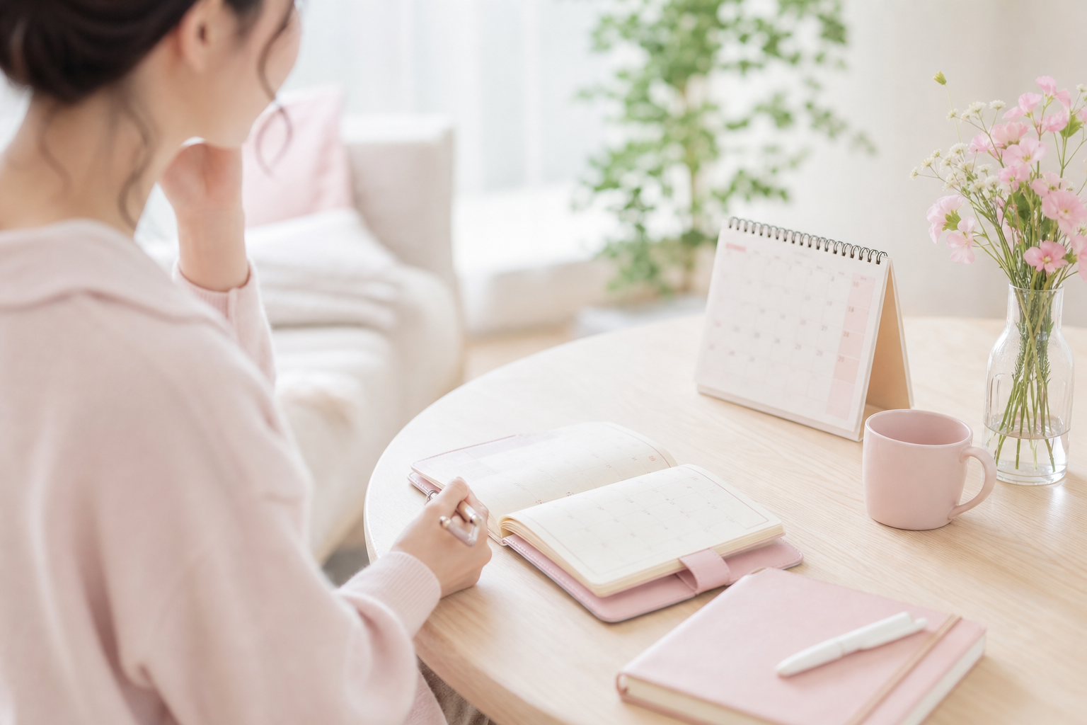 生理前の体調変化を考える女性のイメージ