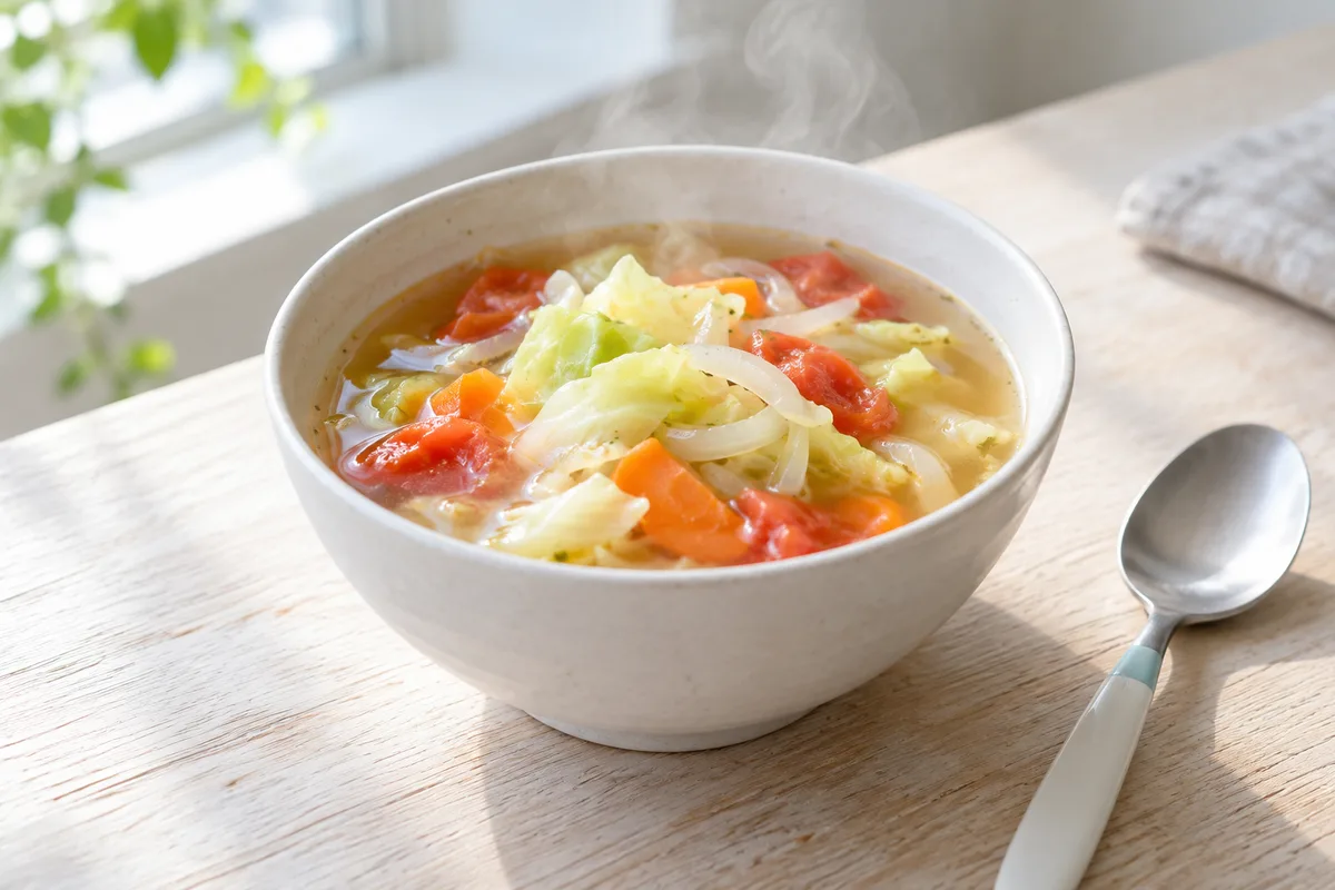 白い器に盛った野菜スープ