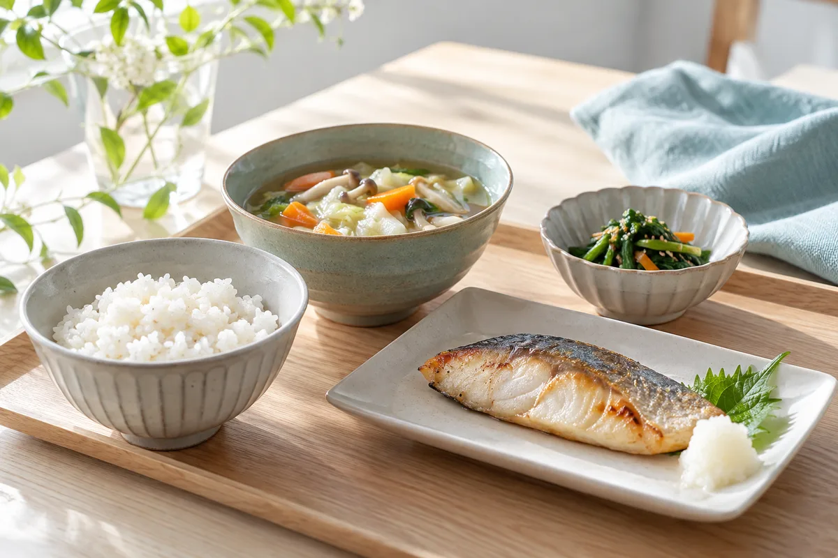 スープと主食・主菜をそろえた食事