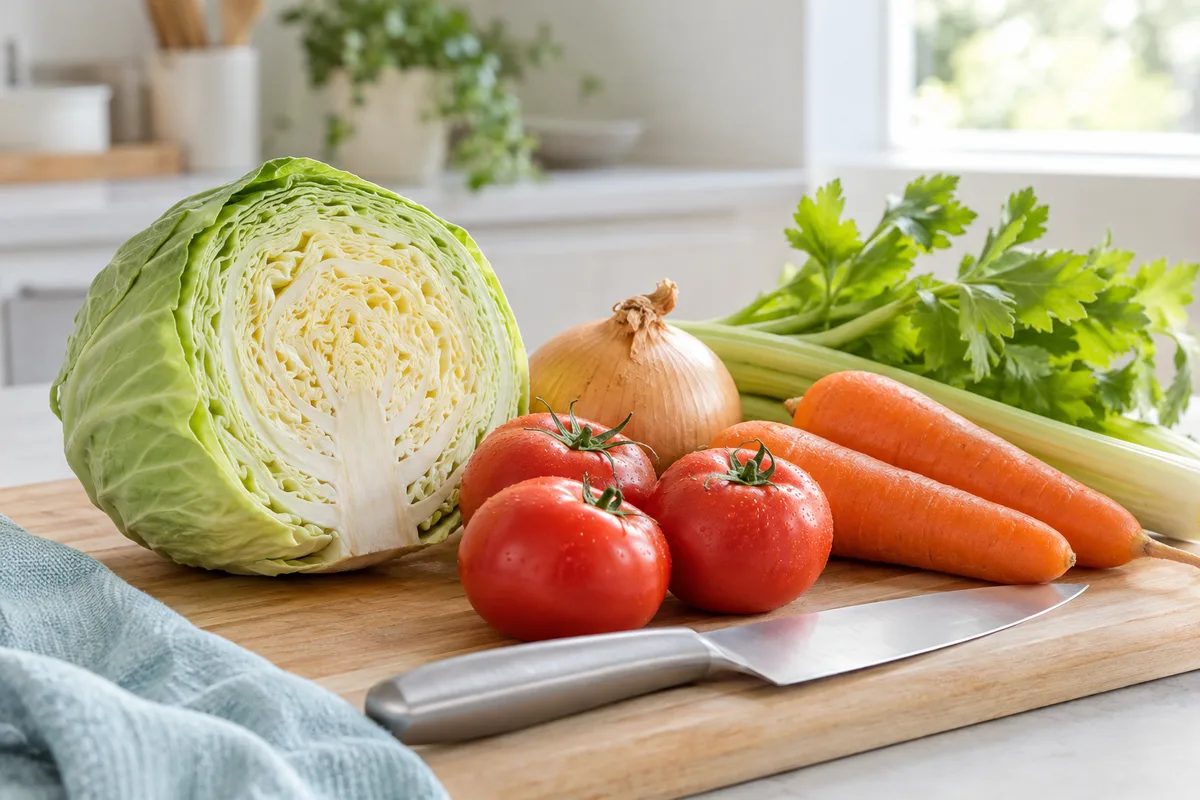 まな板に並べた野菜